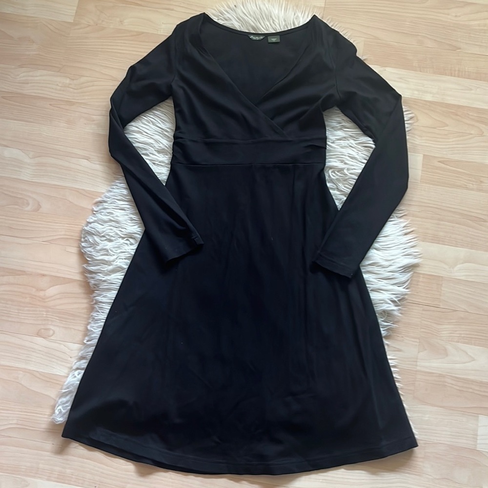Eddie Bauer Black Wrap Style Fit & Flare Dress | Long Sleeve | XS